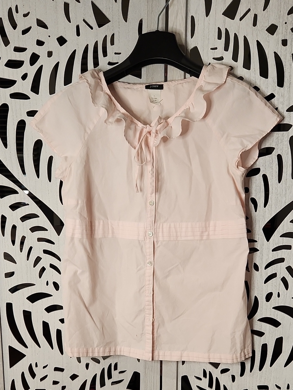 J. Crew Light Pink Ruffle Tie-Front Cotton Dress